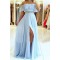 A-Line Off-the-Shoulder Beaded Long Prom Dresses Formal Evening Dresses 601353