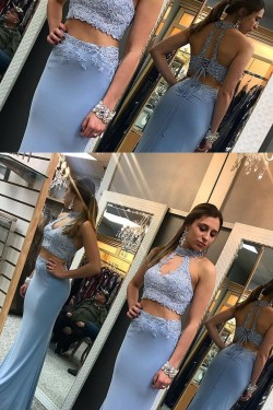 Mermaid Two Pieces Beaded Lace Long Prom Dresses Formal Evening Dresses 601360