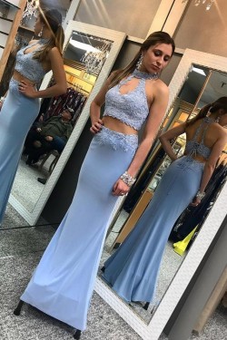 Mermaid Two Pieces Beaded Lace Long Prom Dresses Formal Evening Dresses 601360