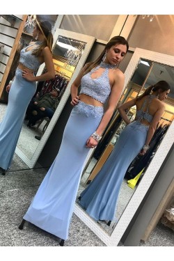 Mermaid Two Pieces Beaded Lace Long Prom Dresses Formal Evening Dresses 601360