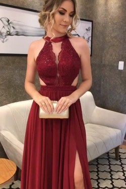 A-Line Lace Long Prom Dresses Formal Evening Dresses 601364