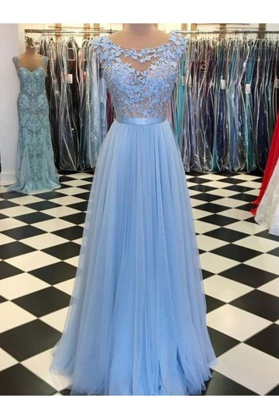 A-Line Lace Tulle Long Prom Dresses Formal Evening Dresses 601365 A-Line Lace Tulle Long Prom Dresses Formal Evening Dresses 601365