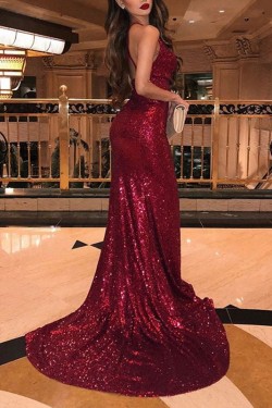 Sexy Mermaid Sequins Long Prom Dresses Formal Evening Dresses 601368