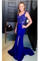 Elegant Mermaid Straps Open Back Long Prom Dress with Appliques Formal Evening Dresses 601369