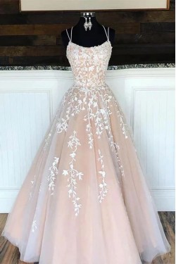 Elegant Lace Appliques Long Prom Dresses Formal Evening Dresses 601374
