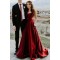 Elegant A-Line Satin Long Prom Dresses Evening Gowns with Pockets 601375