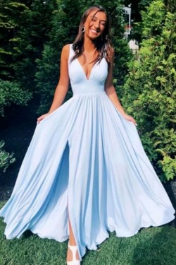 A-Line V-Neck Simple Stunning Long Prom Dresses Evening Gowns 601377