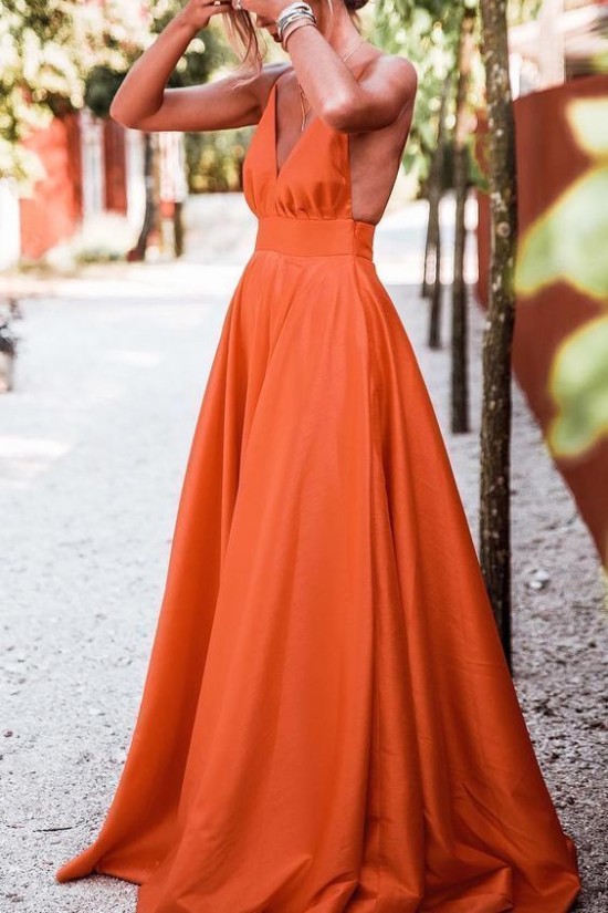 Sexy A-Line Spaghetti Straps V-neck Long Prom Dresses Formal Evening Gowns 601380 Sexy A-Line Spaghetti Straps V-neck Long Prom Dresses Formal Evening Gowns 601380