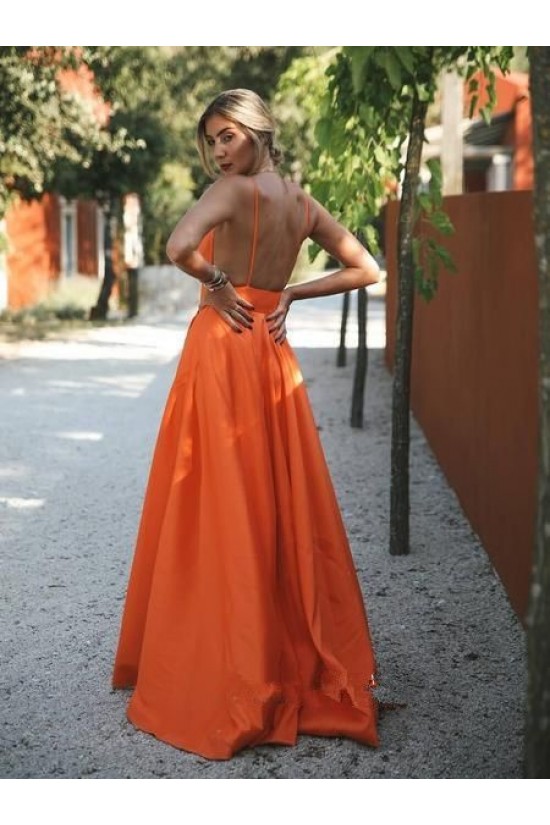 Sexy A-Line Spaghetti Straps V-neck Long Prom Dresses Formal Evening Gowns 601380 Sexy A-Line Spaghetti Straps V-neck Long Prom Dresses Formal Evening Gowns 601380