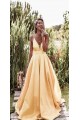 Sexy A-Line Spaghetti Straps V-neck Long Prom Dresses Formal Evening Gowns 601380 Sexy A-Line Spaghetti Straps V-neck Long Prom Dresses Formal Evening Gowns 601380