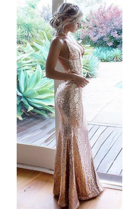 Mermaid V-Neck Sequins Long Prom Dress Formal Evening Dresses 601383 Mermaid V-Neck Sequins Long Prom Dress Formal Evening Dresses 601383