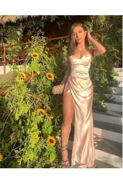 Sheath High Slit Long Prom Dress Formal Evening Dresses 601386