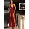 Sexy Spaghetti Straps V-neck Sparkling Long Prom Dress Formal Evening Dresses with High Slits  601388