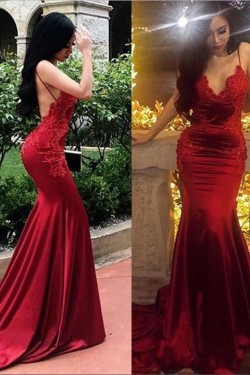 Sexy Mermaid V-Neck Lace Long Prom Dress Formal Evening Dresses 601391