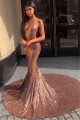 Sexy Mermaid Spaghetti Straps V-neck Sparkling Long Prom Dress Formal Evening Dresses 601392
