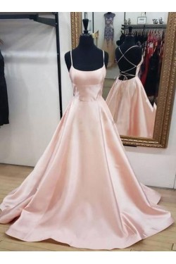 A-Line Spaghetti Straps Long Prom Dress Formal Evening Dresses 601393