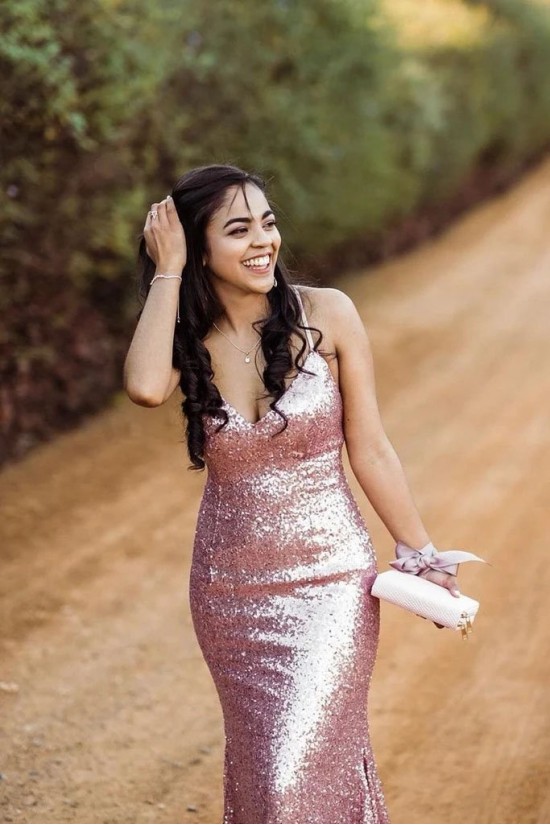 Elegant Spaghetti Straps V-Neck Sparkling Long Prom Dress Formal Evening Dresses 601399 Elegant Spaghetti Straps V-Neck Sparkling Long Prom Dress Formal Evening Dresses 601399