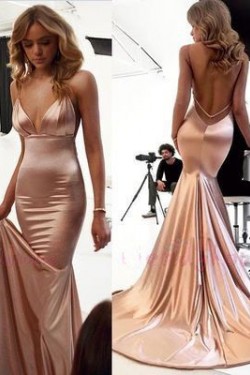 Mermaid Spaghetti Straps Backless Long Prom Dress Formal Evening Dresses 601400