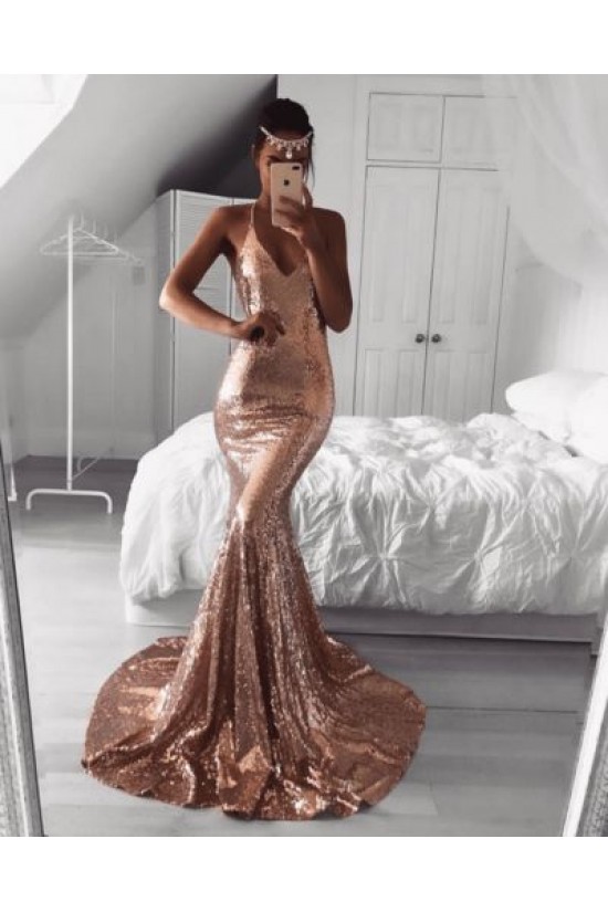 Mermaid Spaghetti Straps V-Neck Sequins Long Prom Dress Formal Evening Dresses 601402 Mermaid Spaghetti Straps V-Neck Sequins Long Prom Dress Formal Evening Dresses 601402