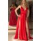 Sexy Long Red V-Neck Spaghetti Straps Prom Dress Formal Evening Dresses 601418
