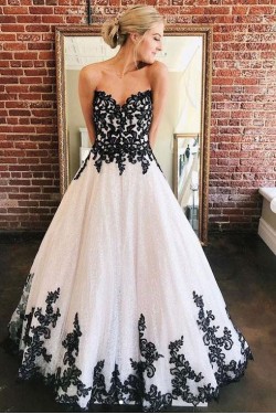 A-Line Sweetheart Lace Long Prom Dress Formal Evening Dresses 601435