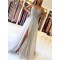 A-Line Beaded V-Neck Tulle Long Prom Dress Formal Evening Dresses 601440