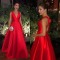 A-Line V-Neck Long Red Satin Prom Dress Formal Evening Dresses 601443