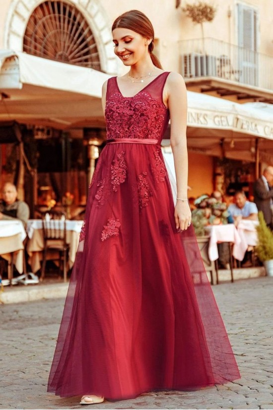 A-Line Lace V-Neck Long Prom Dress Formal Evening Dresses 601451 A-Line Lace V-Neck Long Prom Dress Formal Evening Dresses 601451
