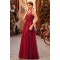 A-Line Lace V-Neck Long Prom Dress Formal Evening Dresses 601451