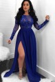 Long Sleeves Chiffon Lace Long Prom Dress Formal Evening Dresses 601455