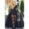 Lace and Tulle V-Neck Long Black Prom Dress Formal Evening Dresses 601463