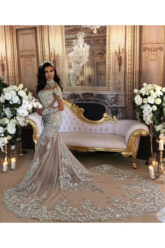 Mermaid Lace Long Sleeves Prom Dress Formal Evening Dresses 601467