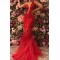 Mermaid Lace and Tulle Long Red Prom Dress Formal Evening Dresses 601471