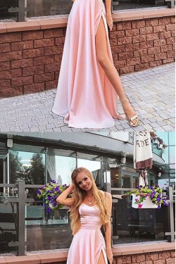 A-Line Long Pink Prom Dress Formal Evening Dresses 601481