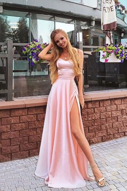 A-Line Long Pink Prom Dress Formal Evening Dresses 601481