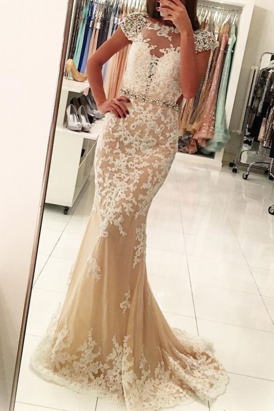 Mermaid Beaded Lace Long Prom Dress Formal Evening Dresses 601484 Mermaid Beaded Lace Long Prom Dress Formal Evening Dresses 601484