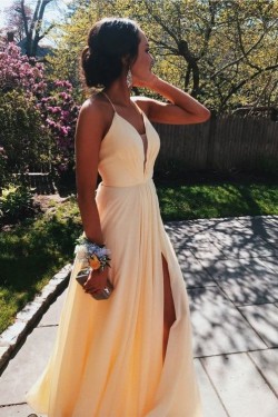 A-Line V-Neck Long Prom Dress Formal Evening Dresses 601489