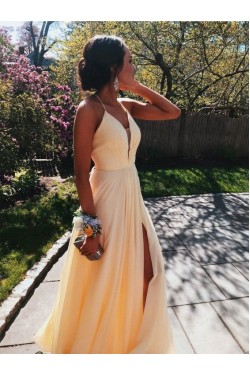 A-Line V-Neck Long Prom Dress Formal Evening Dresses 601489