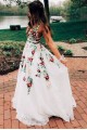 Elegant A-Line V-Neck Long Prom Dress Formal Evening Dresses 601491