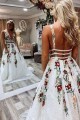 Elegant A-Line V-Neck Long Prom Dress Formal Evening Dresses 601491