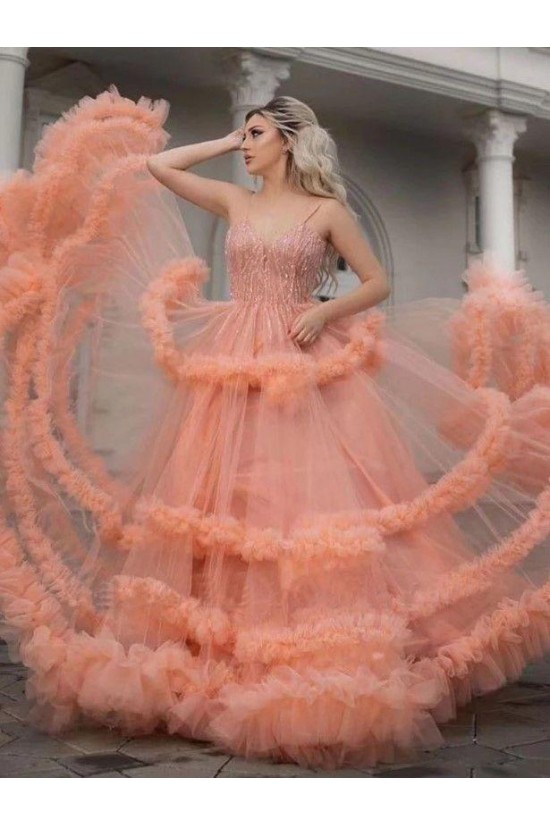 A-Line Beaded Tulle Long Prom Dress Formal Evening Dresses 601511 A-Line Beaded Tulle Long Prom Dress Formal Evening Dresses 601511