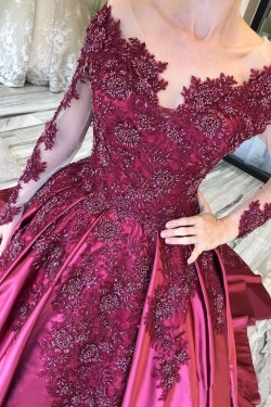 Ball Gown Long Sleeves Lace Long Prom Dress Formal Evening Dresses 601513