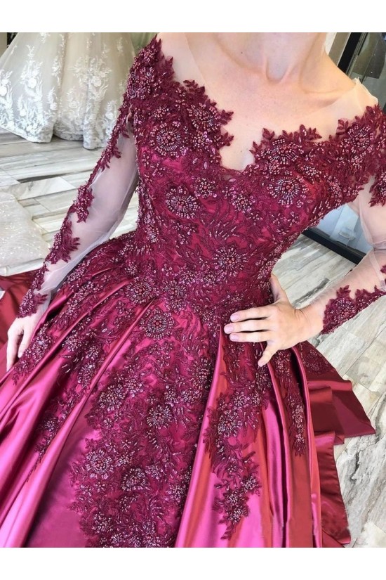 Ball Gown Long Sleeves Lace Long Prom Dress Formal Evening Dresses 601513 Ball Gown Long Sleeves Lace Long Prom Dress Formal Evening Dresses 601513