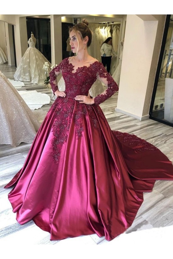 Ball Gown Long Sleeves Lace Long Prom Dress Formal Evening Dresses 601513 Ball Gown Long Sleeves Lace Long Prom Dress Formal Evening Dresses 601513