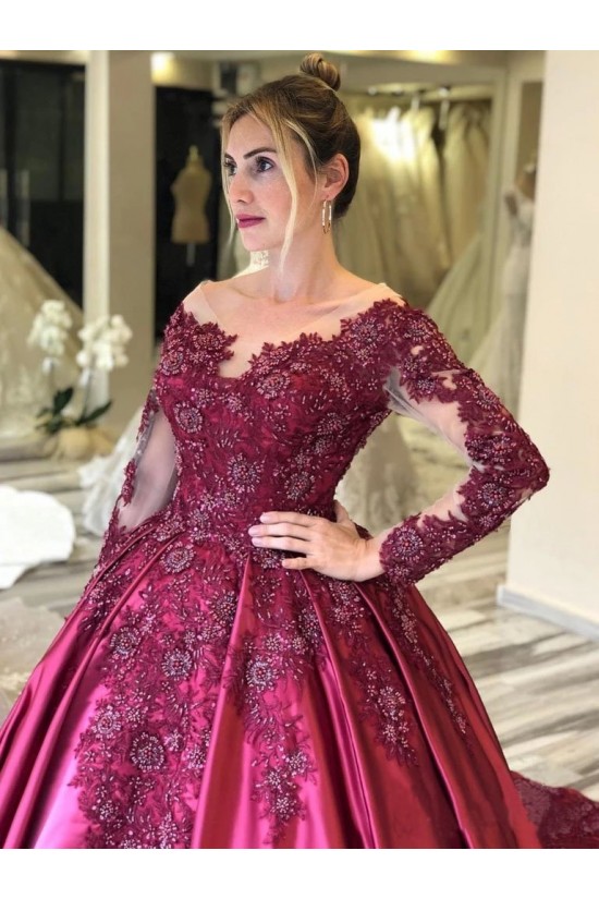 Ball Gown Long Sleeves Lace Long Prom Dress Formal Evening Dresses 601513 Ball Gown Long Sleeves Lace Long Prom Dress Formal Evening Dresses 601513