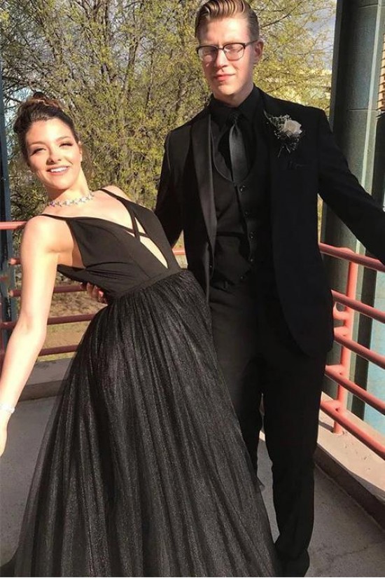 A-Line Long Black Tulle Prom Dress Formal Evening Dresses 601514 A-Line Long Black Tulle Prom Dress Formal Evening Dresses 601514