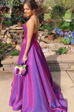 A-Line V-Neck Long Prom Dress Formal Evening Dresses 601516