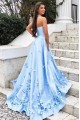 A-Line Strapless Long Prom Dress Formal Evening Dresses 601527