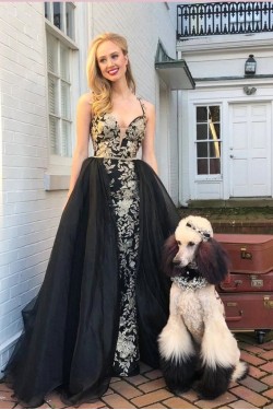 Long Black Lace Prom Dress Formal Evening Dresses 601530