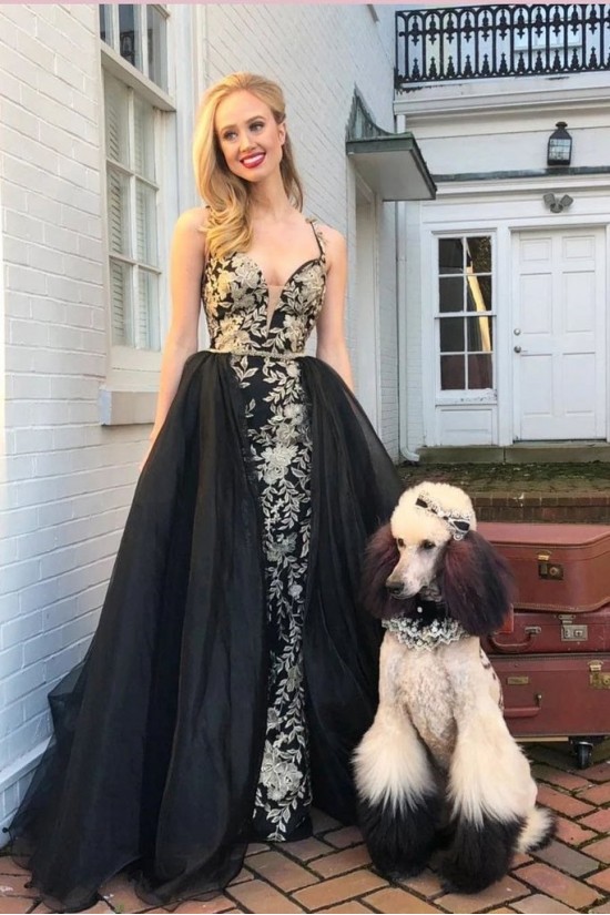 Long Black Lace Prom Dress Formal Evening Dresses 601530